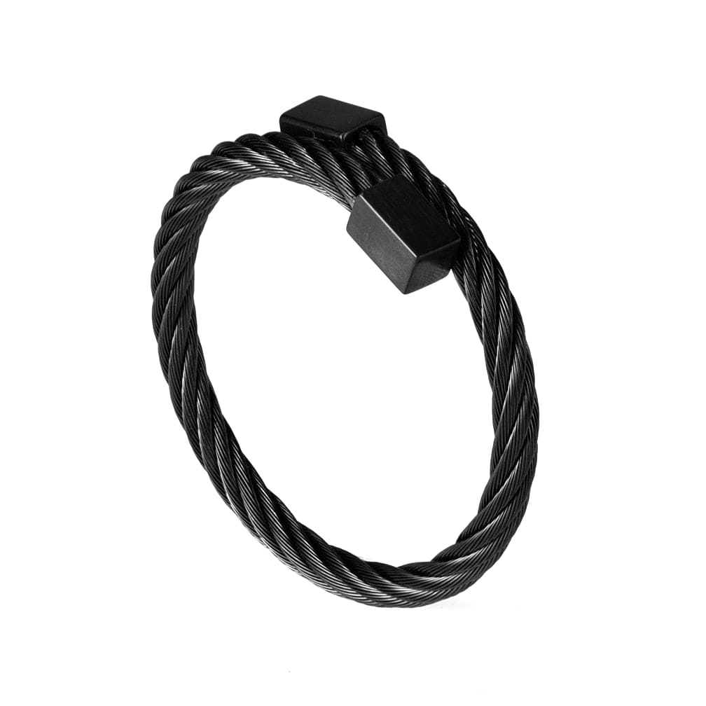 bracelet cable acier homme Noir