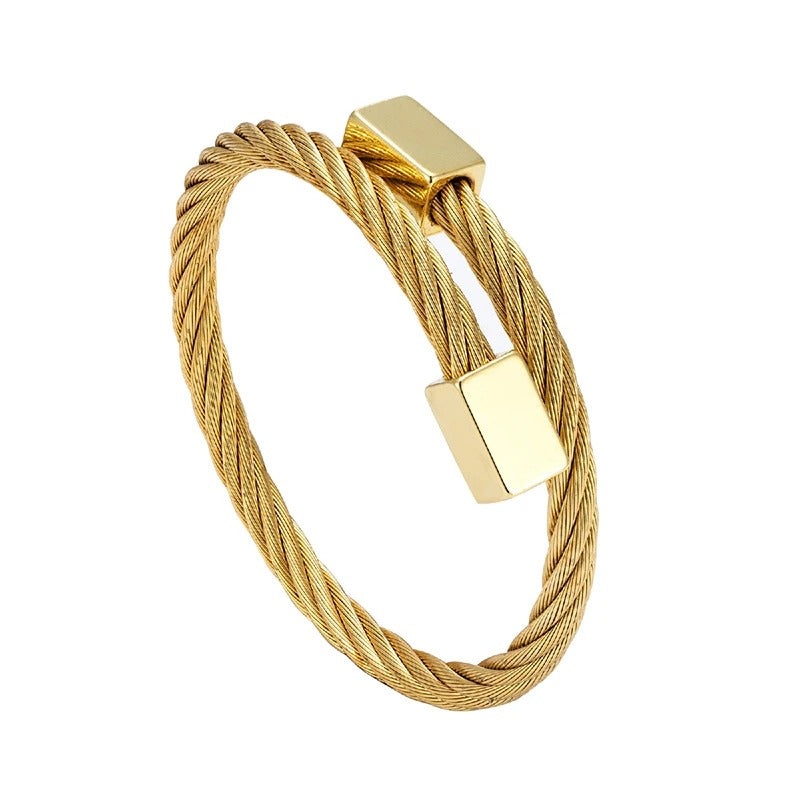 bracelet cable acier homme Or