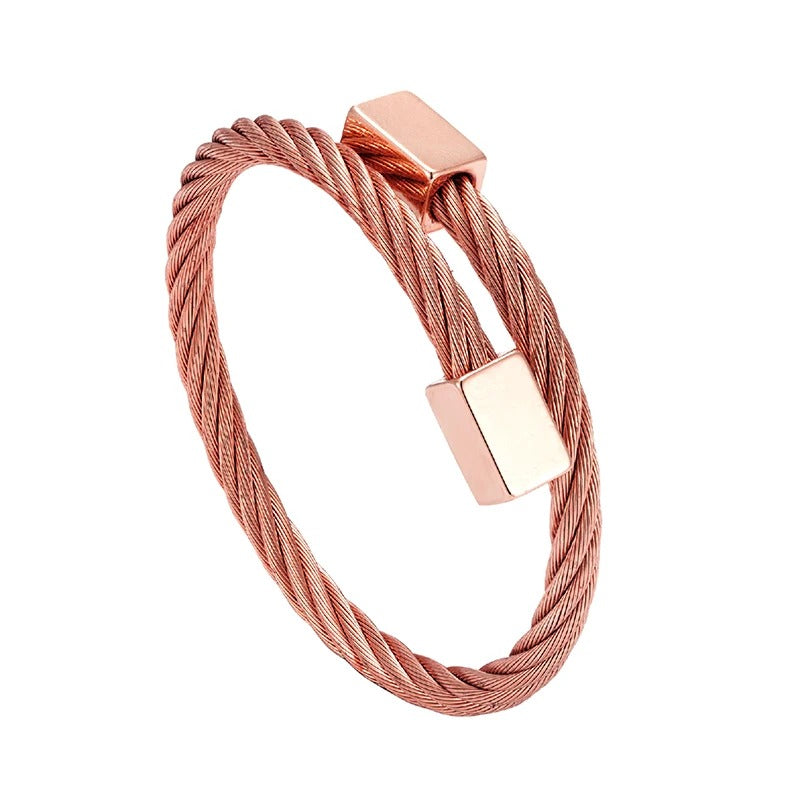 bracelet cable acier homme Rose