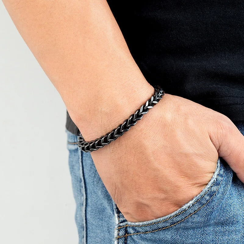 Bracelet chaîne foxtail acier homme vintage | WristArt