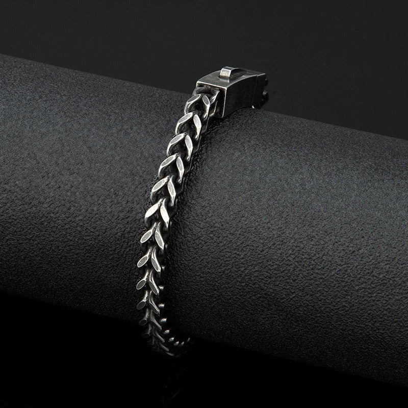 Bracelet chaîne foxtail acier homme vintage | WristArt
