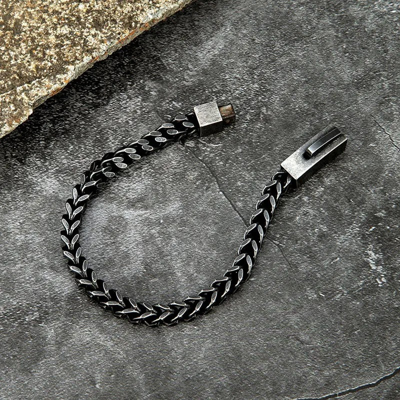 Bracelet chaîne foxtail acier homme vintage | WristArt