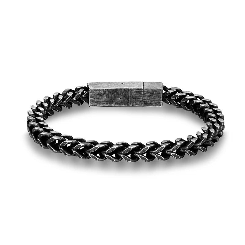 Bracelet chaîne foxtail acier homme vintage | WristArt 19 cm