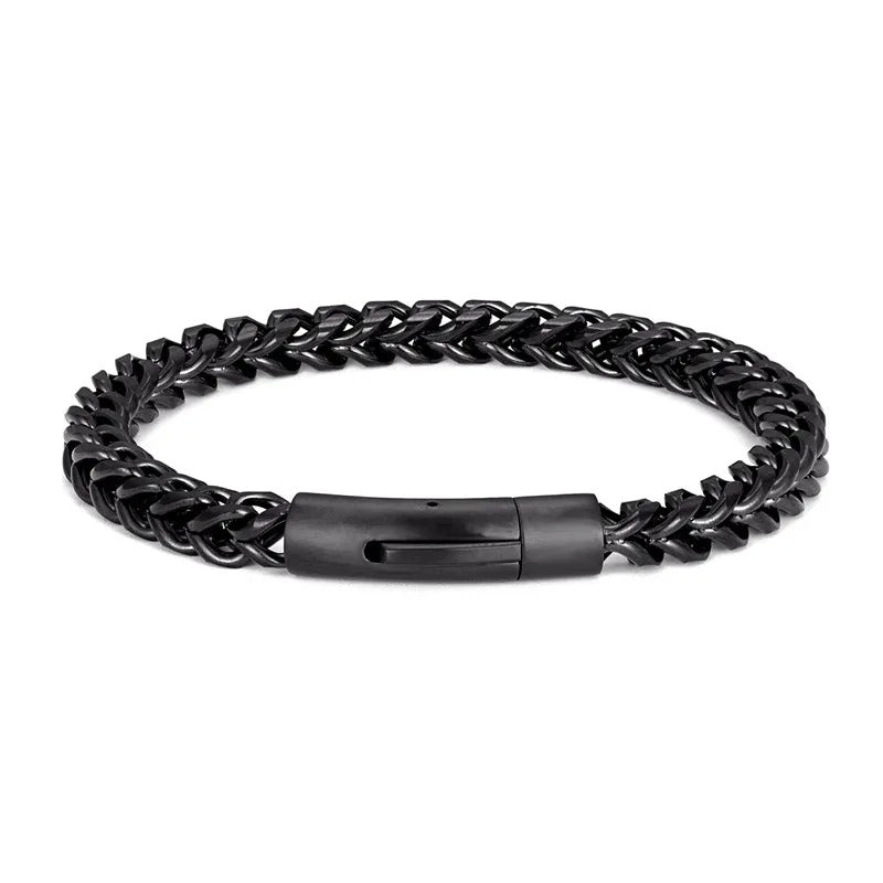 Bracelet chaîne franco acier homme – Style luxe | WristArt Noir / 19 cm