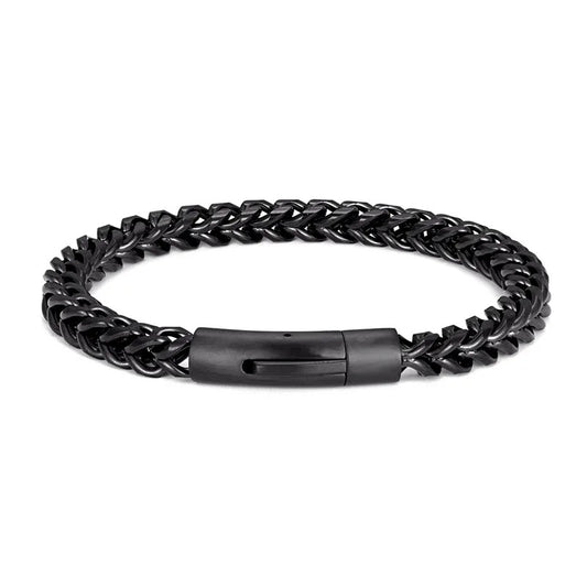 Bracelet chaîne franco acier homme – Style luxe | WristArt Noir / 19 cm