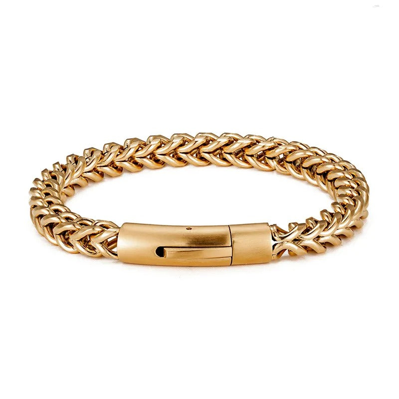 Bracelet chaîne franco acier homme – Style luxe | WristArt Or / 19 cm