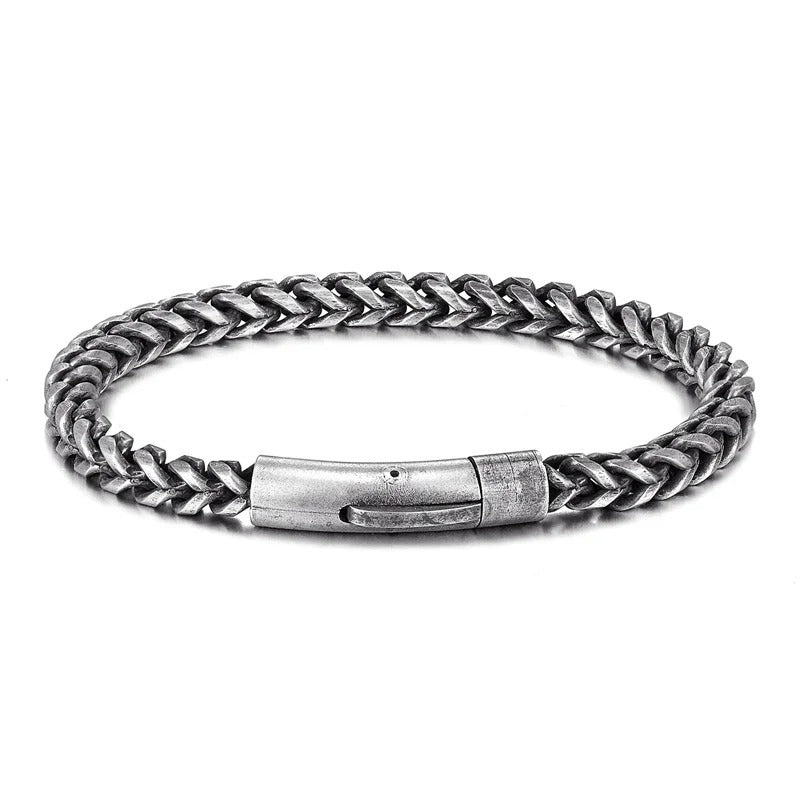 Bracelet chaîne franco acier homme – Style luxe | WristArt Platine / 19 cm