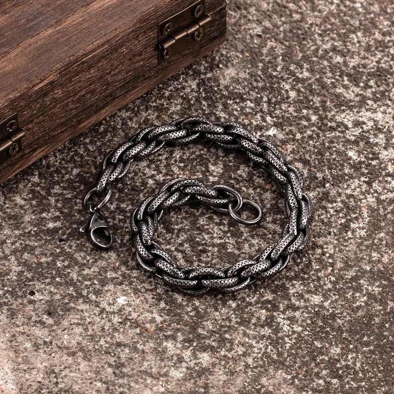 Bracelet chaîne maillons texturés acier homme – Vintage | WristArt