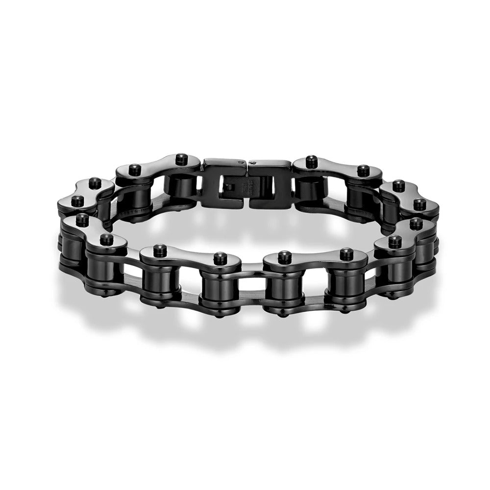 Bracelet chaîne moto acier homme – Roller vintage | WristArt Noir / 19cm
