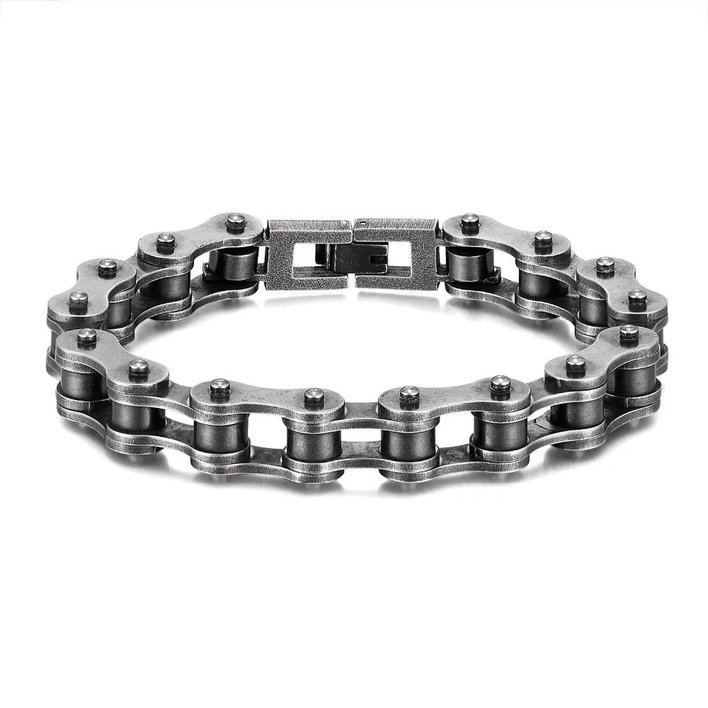 Bracelet chaîne moto acier homme – Roller vintage | WristArt Platine / 19cm