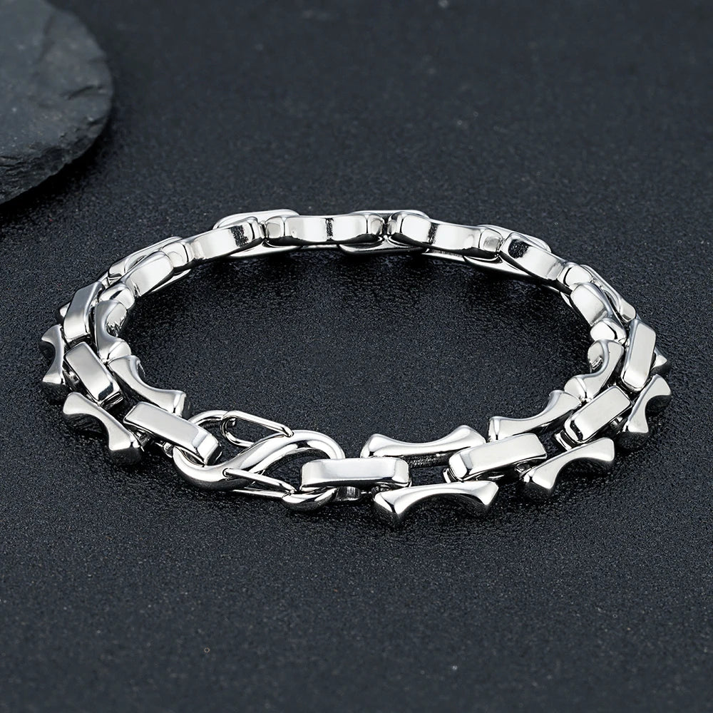 Bracelet chaîne os acier homme punk rock 10mm | WristArt