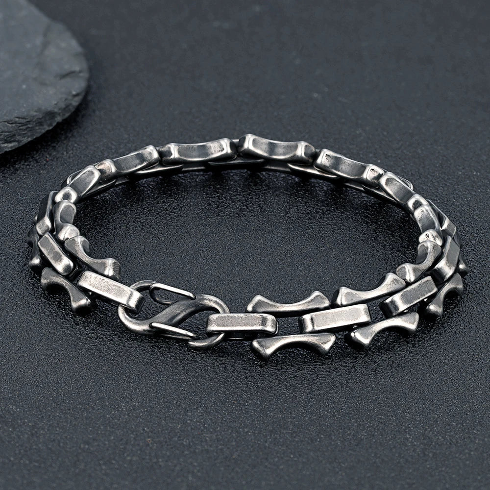Bracelet chaîne os acier homme punk rock 10mm | WristArt