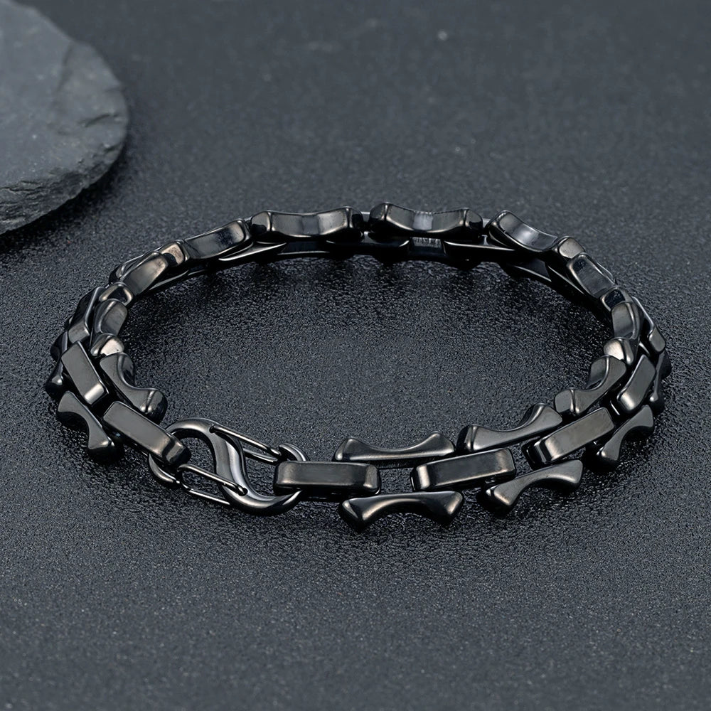 Bracelet chaîne os acier homme punk rock 10mm | WristArt