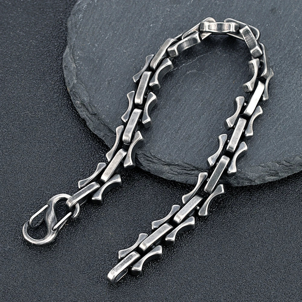 Bracelet chaîne os acier homme punk rock 10mm | WristArt
