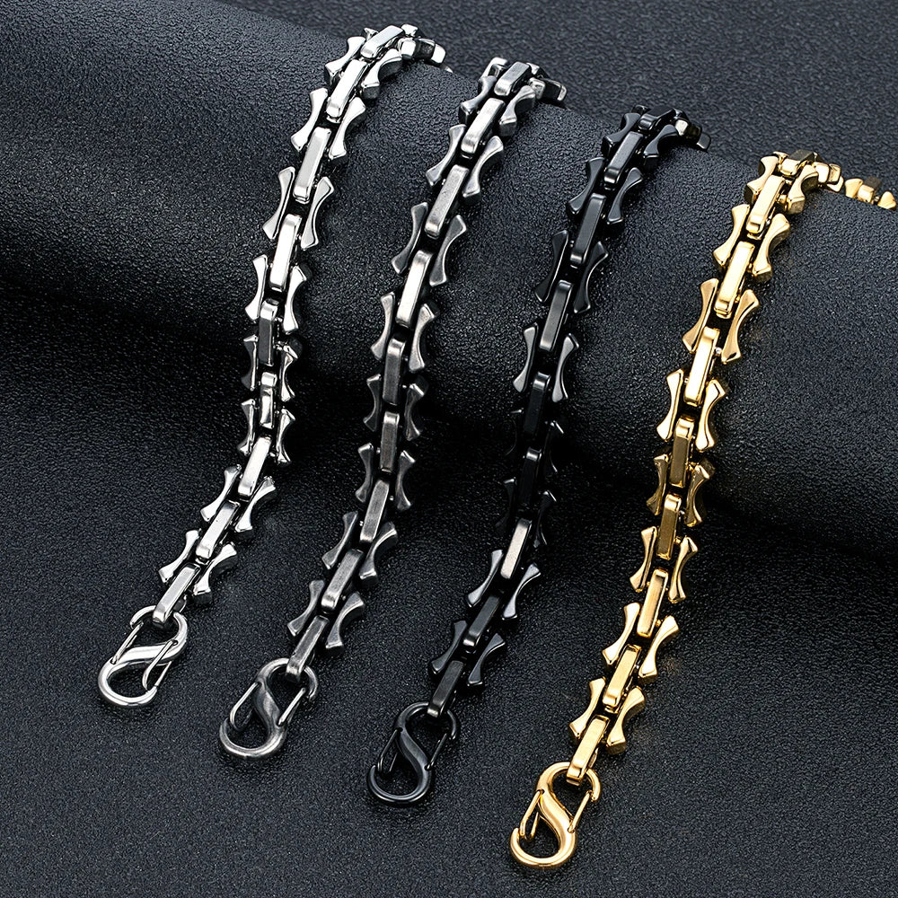 Bracelet chaîne os acier homme punk rock 10mm | WristArt