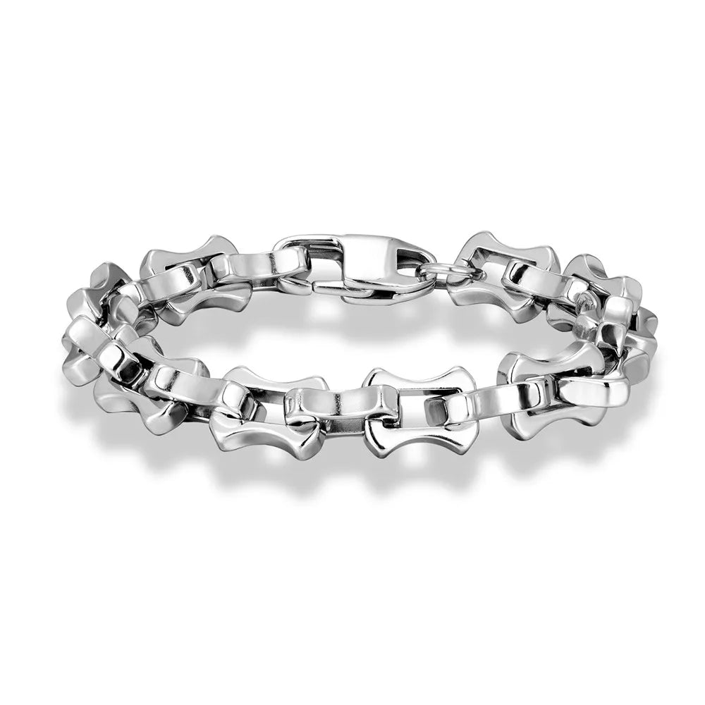 Bracelet chaîne vélo acier homme – Transmission | WristArt Argent / 23 cm
