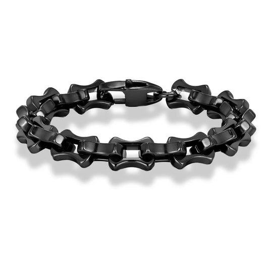 Bracelet chaîne vélo acier homme – Transmission | WristArt Noir / 21 cm