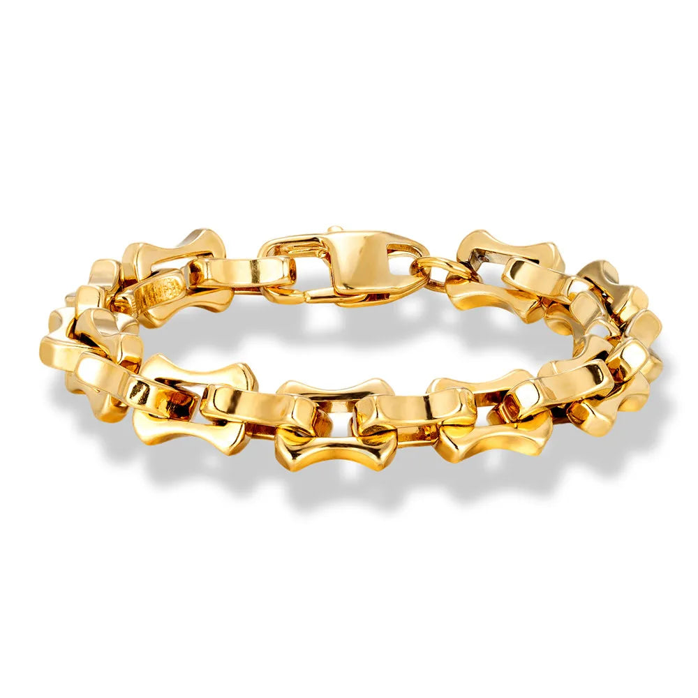 Bracelet chaîne vélo acier homme – Transmission | WristArt Or / 19 cm