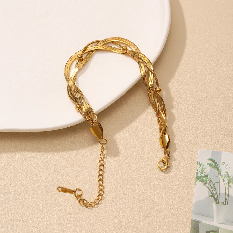 Bracelet Cheville Asymétrique Femme Acier 304 Plaqué 18K | WristArt