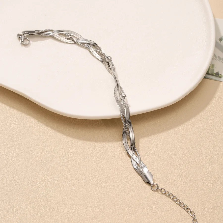 Bracelet Cheville Asymétrique Femme Acier 304 Plaqué 18K | WristArt