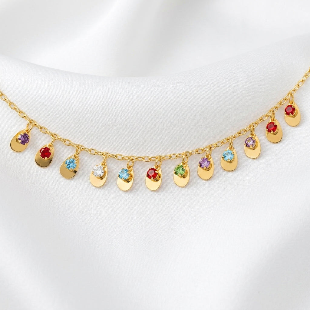 Bracelet Cheville Asymétrique Goutte d'Eau Zircon Doré | WristArt