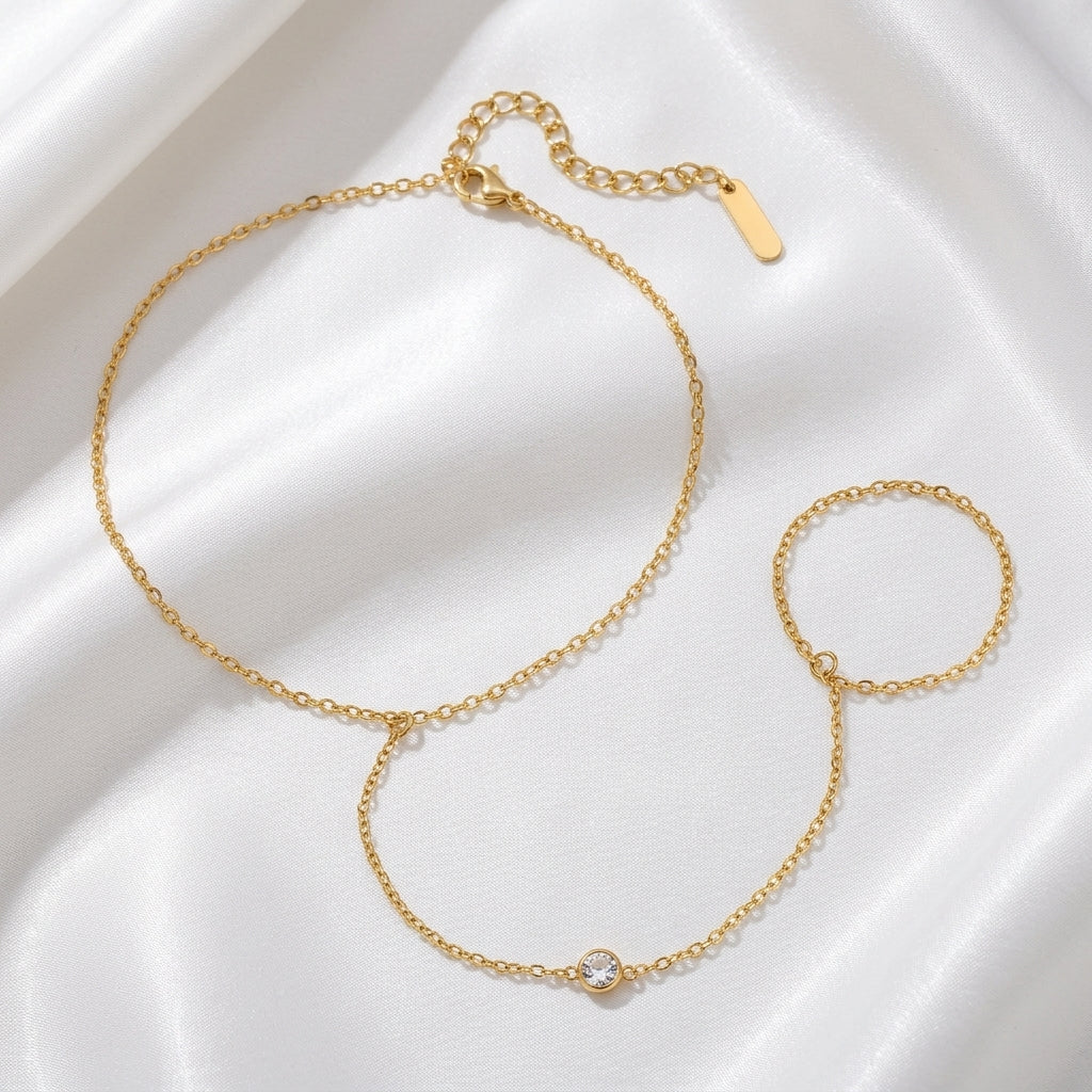 Bracelet Cheville Bague Connectée Zircon Or Rose | WristArt
