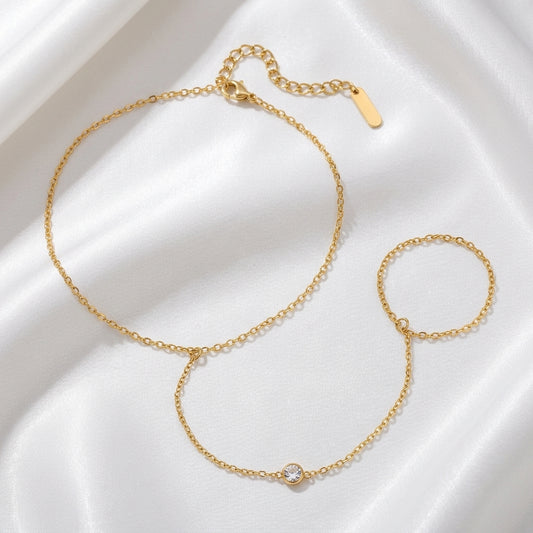 Bracelet Cheville Bague Connectée Zircon Or Rose | WristArt
