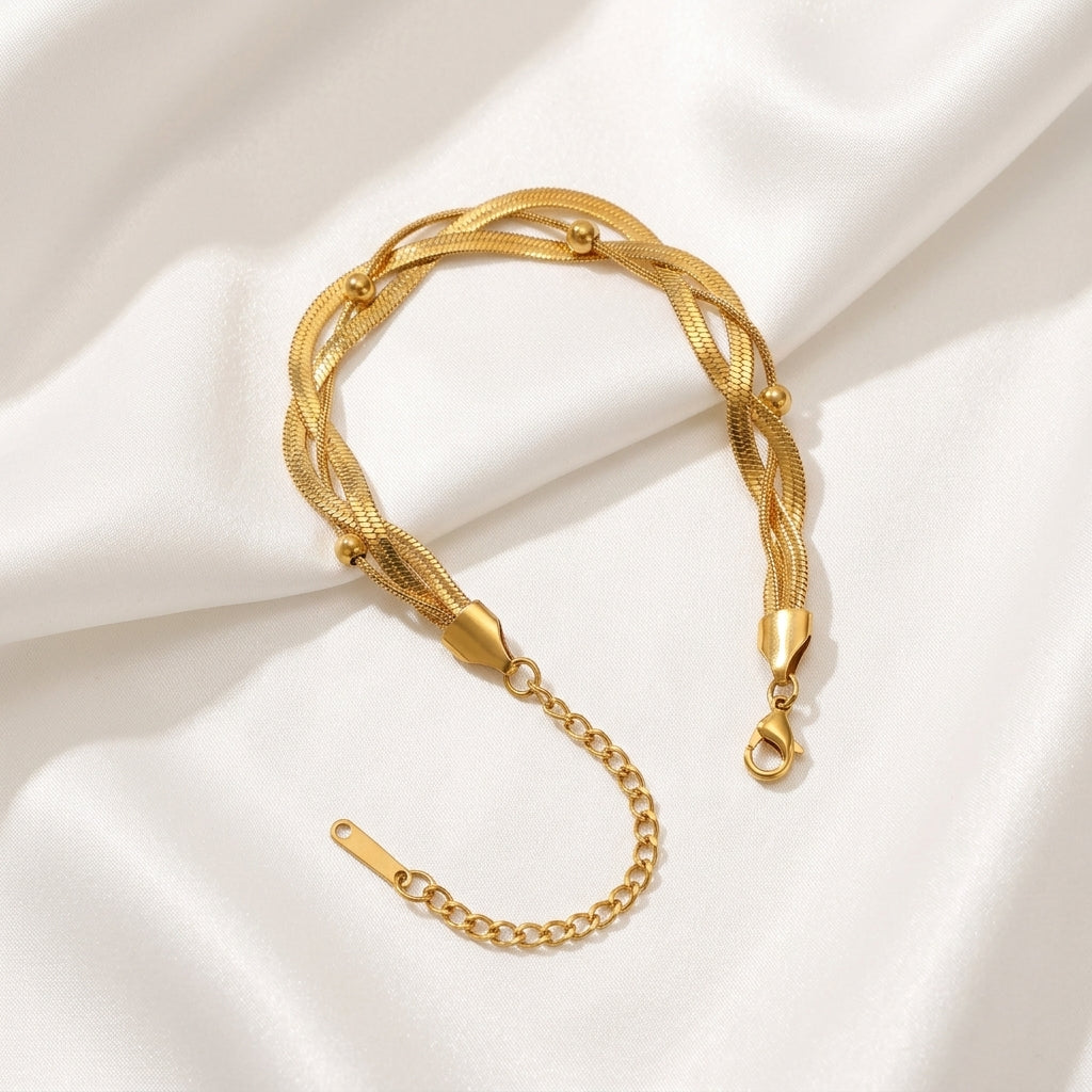 Bracelet Cheville Chaîne Tricolore Doré | WristArt