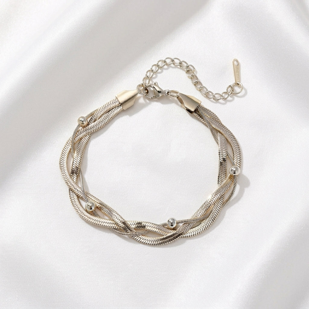 Bracelet Cheville Chaîne Tricolore Doré | WristArt Modèle 3