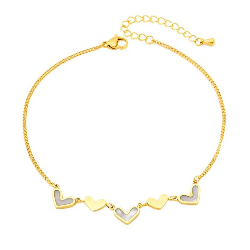 Bracelet Cheville Cœur Acier Inoxydable Doré Argenté | WristArt
