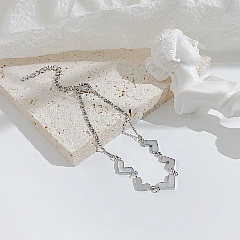 Bracelet Cheville Cœur Acier Inoxydable Doré Argenté | WristArt