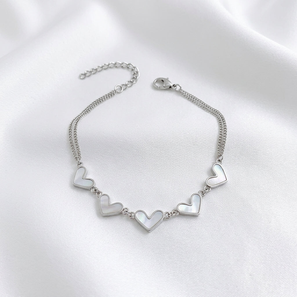 Bracelet Cheville Cœur Acier Inoxydable Doré Argenté | WristArt Argenté