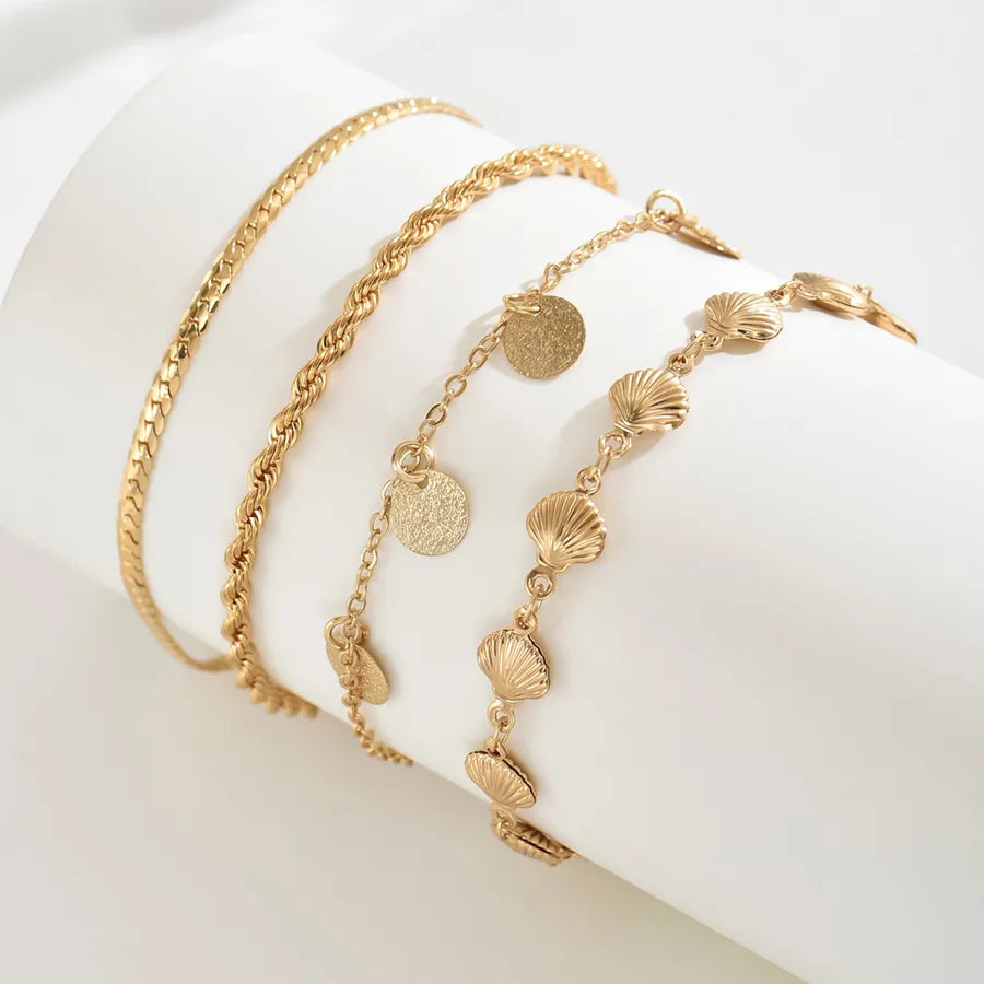 Bracelet Cheville Coquillage Géométrique KC Golden Fait Main | WristArt Doré