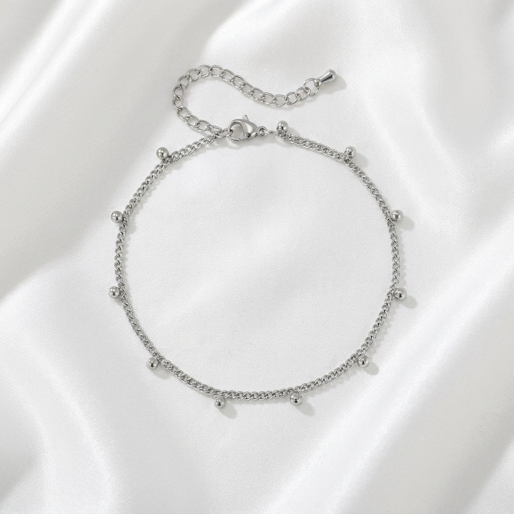 Bracelet Cheville Couleur Unie Acier 201 PVD 18K | WristArt Argenté