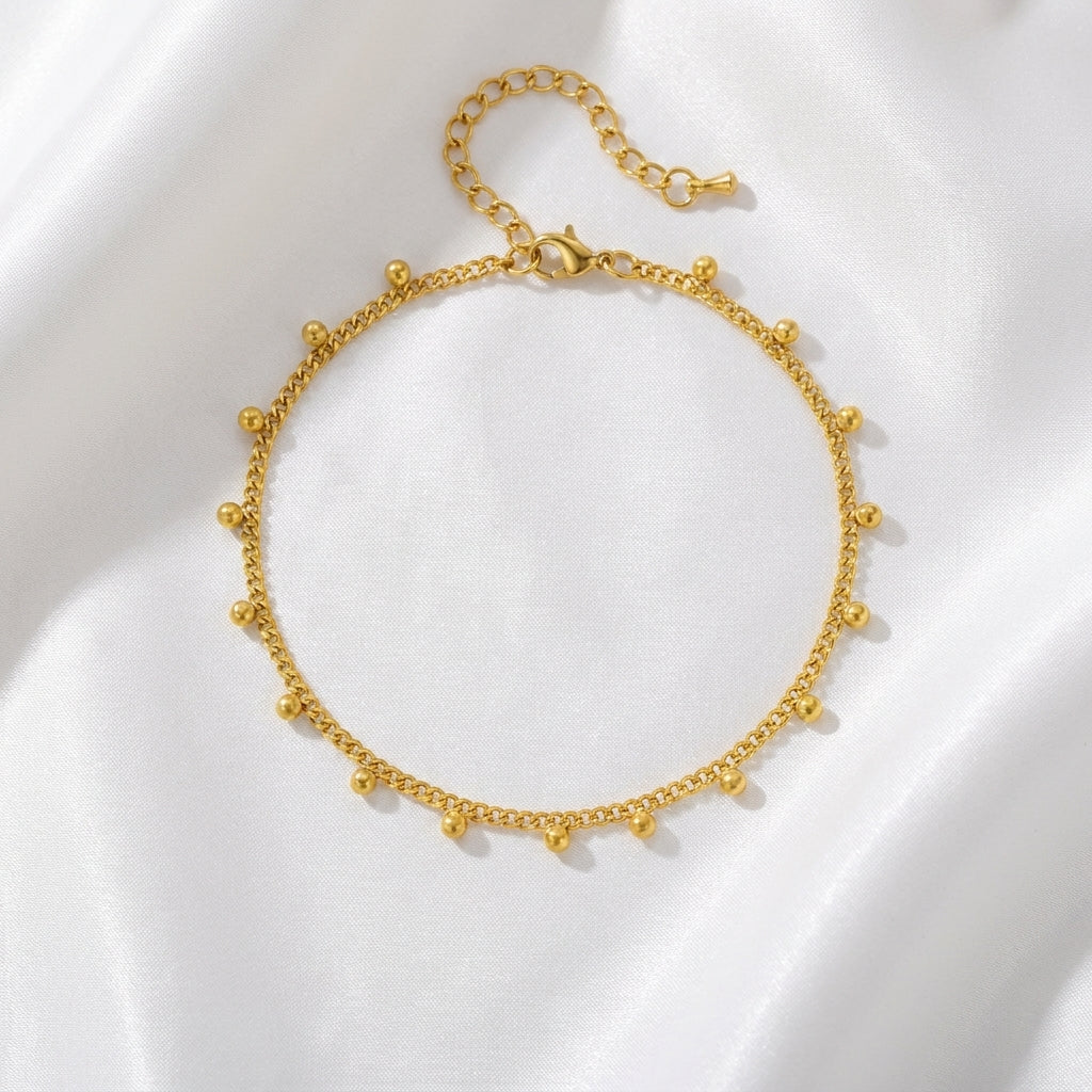 Bracelet Cheville Couleur Unie Acier 201 PVD 18K | WristArt Doré