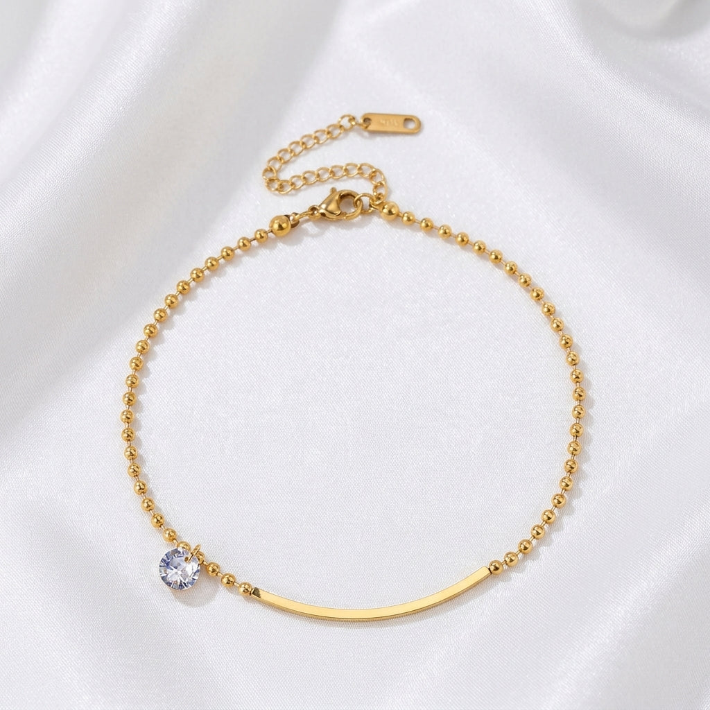 Bracelet Cheville Couleur Unie Acier Titane Doré | WristArt