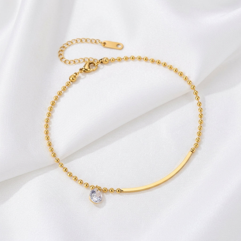 Bracelet Cheville Couleur Unie Acier Titane Doré | WristArt