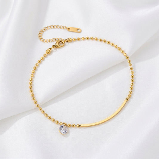 Bracelet Cheville Couleur Unie Acier Titane Doré | WristArt