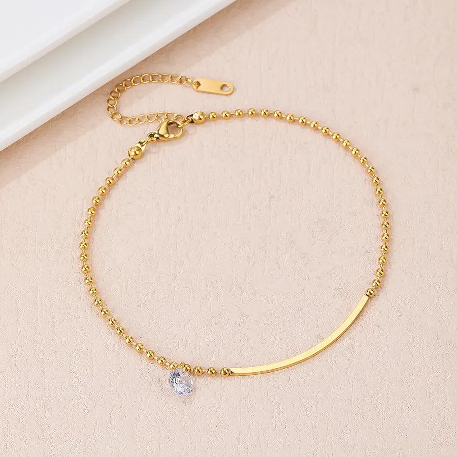 Bracelet Cheville Couleur Unie Acier Titane Doré | WristArt Doré