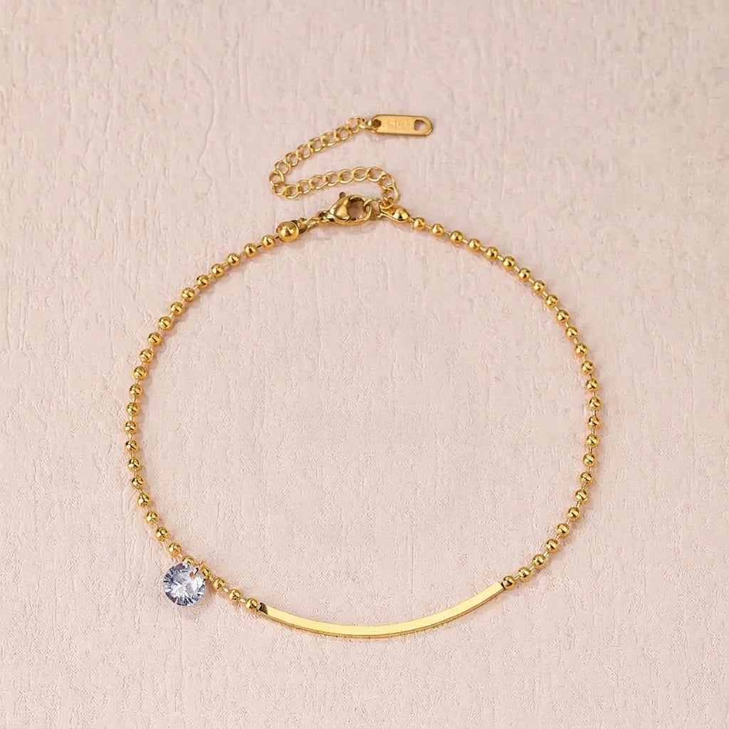 Bracelet Cheville Couleur Unie Acier Titane Doré | WristArt Doré