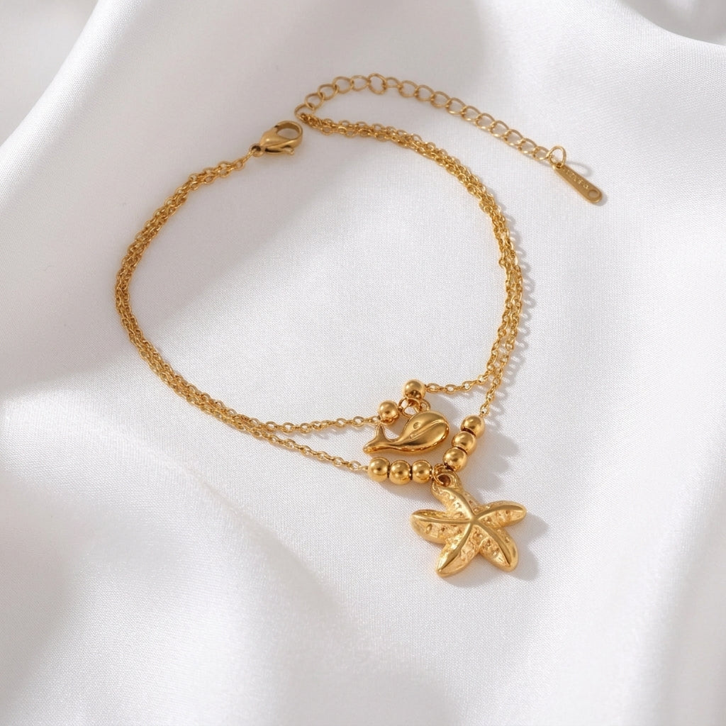 Bracelet Cheville Dauphin Étoile de Mer Tropical | WristArt