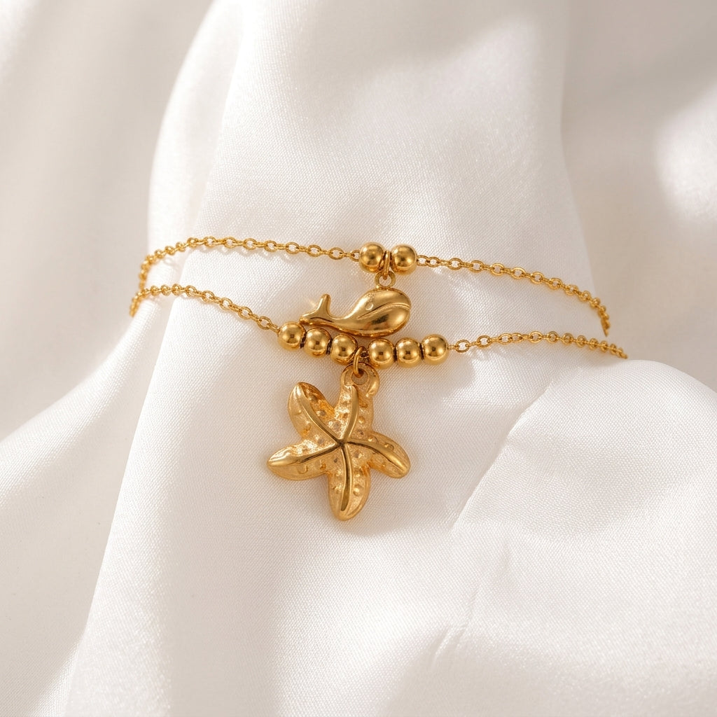 Bracelet Cheville Dauphin Étoile de Mer Tropical | WristArt