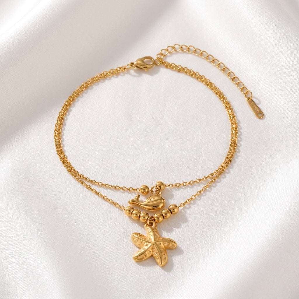 Bracelet Cheville Dauphin Étoile de Mer Tropical | WristArt