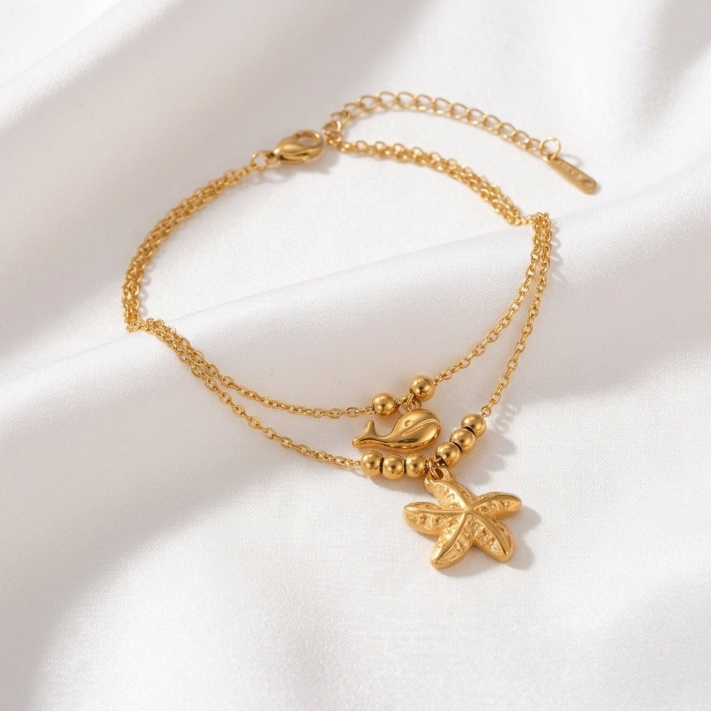 Bracelet Cheville Dauphin Étoile de Mer Tropical | WristArt