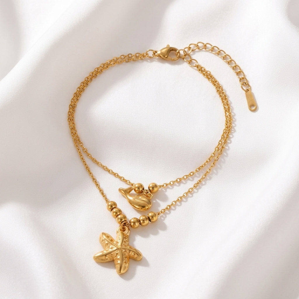 Bracelet Cheville Dauphin Étoile de Mer Tropical | WristArt