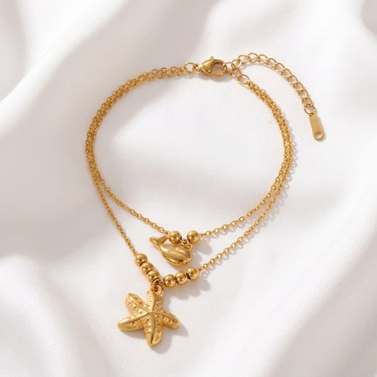 Bracelet Cheville Dauphin Étoile de Mer Tropical | WristArt