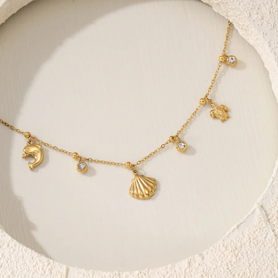 Bracelet Cheville Dauphin Style Marin Acier Zircon | WristArt Doré & Argenté