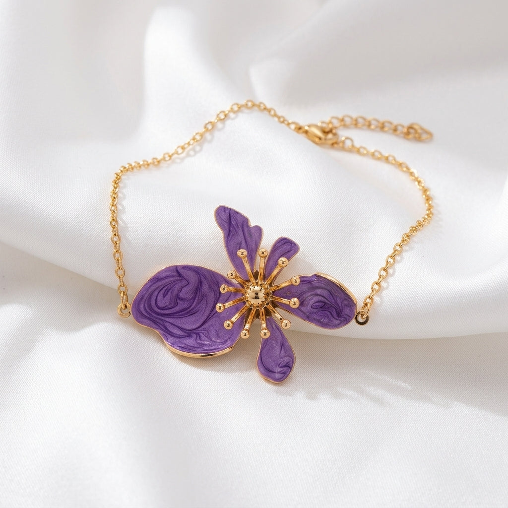 Bracelet Cheville Émail Floral Coloré Femme Tendance | WristArt