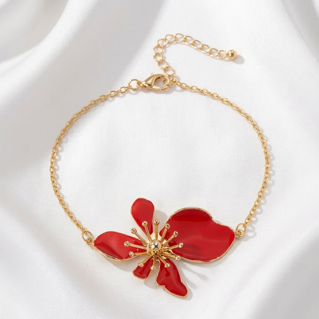 Bracelet Cheville Émail Floral Coloré Femme Tendance | WristArt