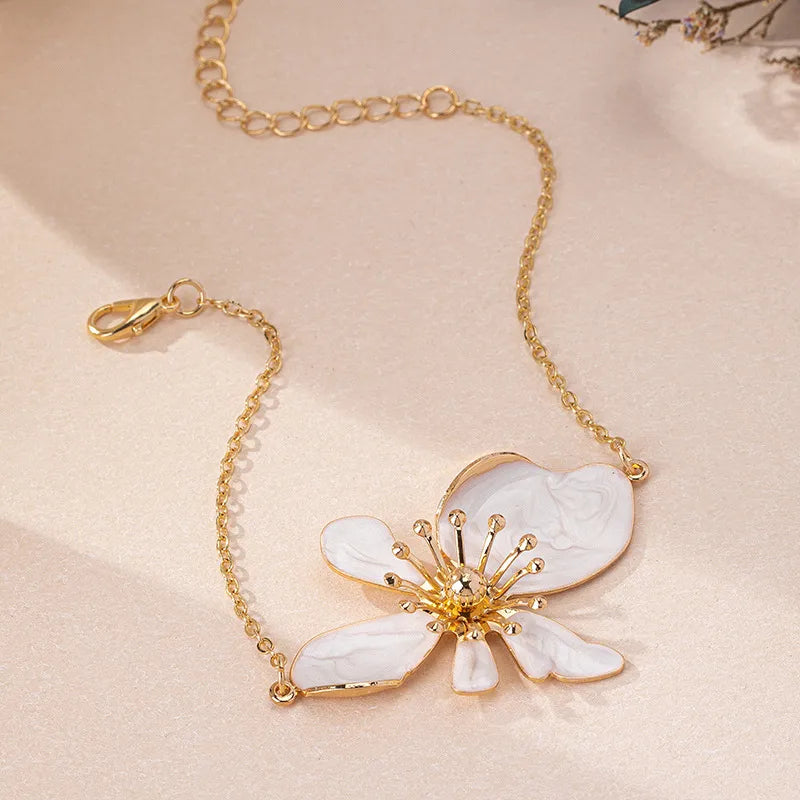 Bracelet Cheville Émail Floral Coloré | WristArt Blanc